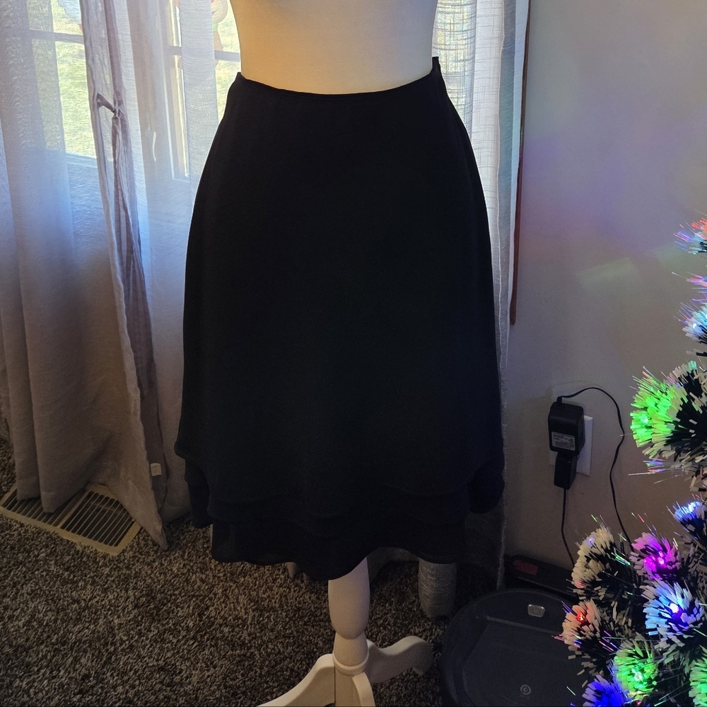 Michele Black Skirt with Ruffle Hem